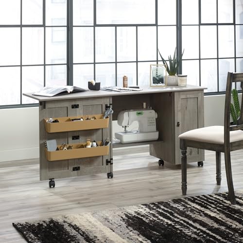 Sauder Mystic Oak / L: 40.08" x W: 19.45" x H: 28.5" / Tall Cabinet Sewing Storage