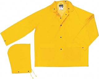 MCR Safety 200JX6 Classic PVC/Polyester Jacket with Detachable Hood, Yellow, 6X-Large