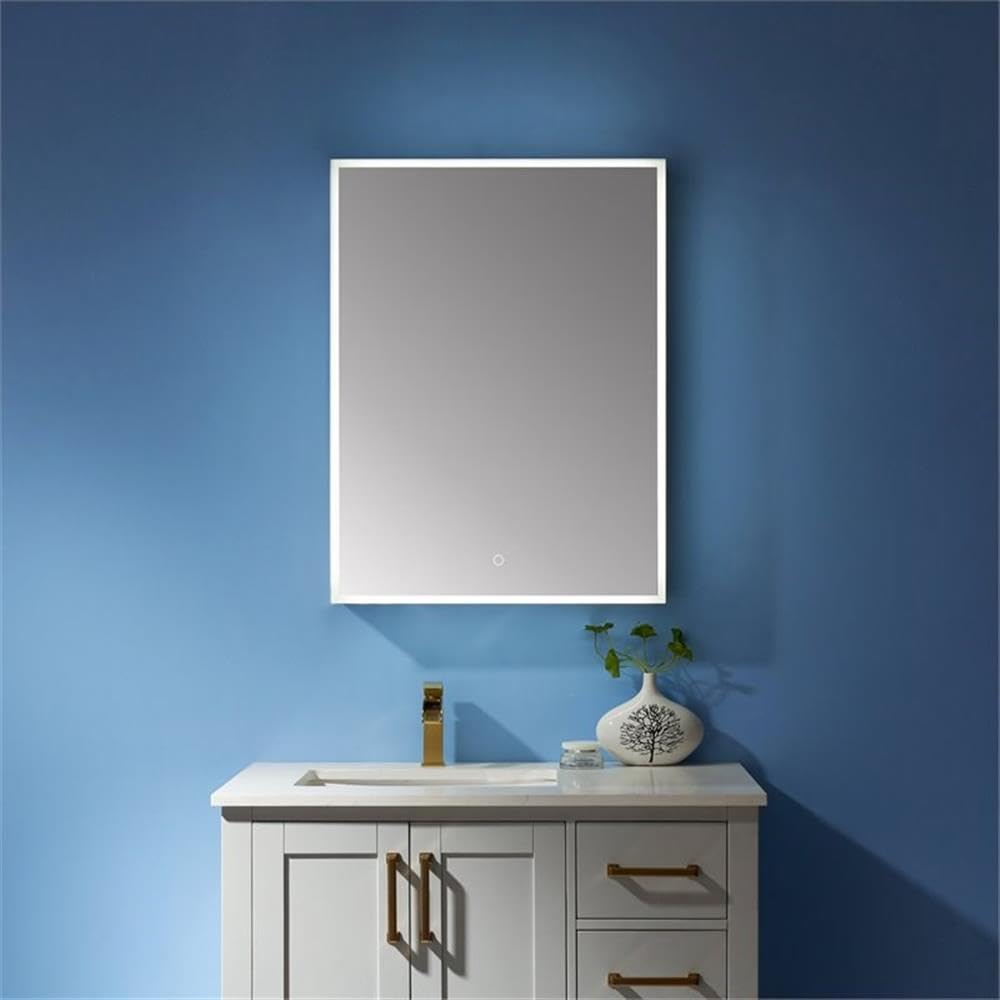 Perma 24" Rectangle Frameless LED Lighted Bathroom Vanity Medicine Cabinet Wall Mounted Mirror by VINNOVA – 24 inches, Glass, Model 810024R-LED-MC