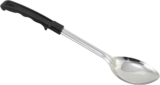 Winco 13" Prime Stainless Steel Basting Solid Spoon | Dishwasher safe, Stop-hook, Long handle, Restaurant service, Great for Cooking, Buffet Service, Food Preparation and Serving