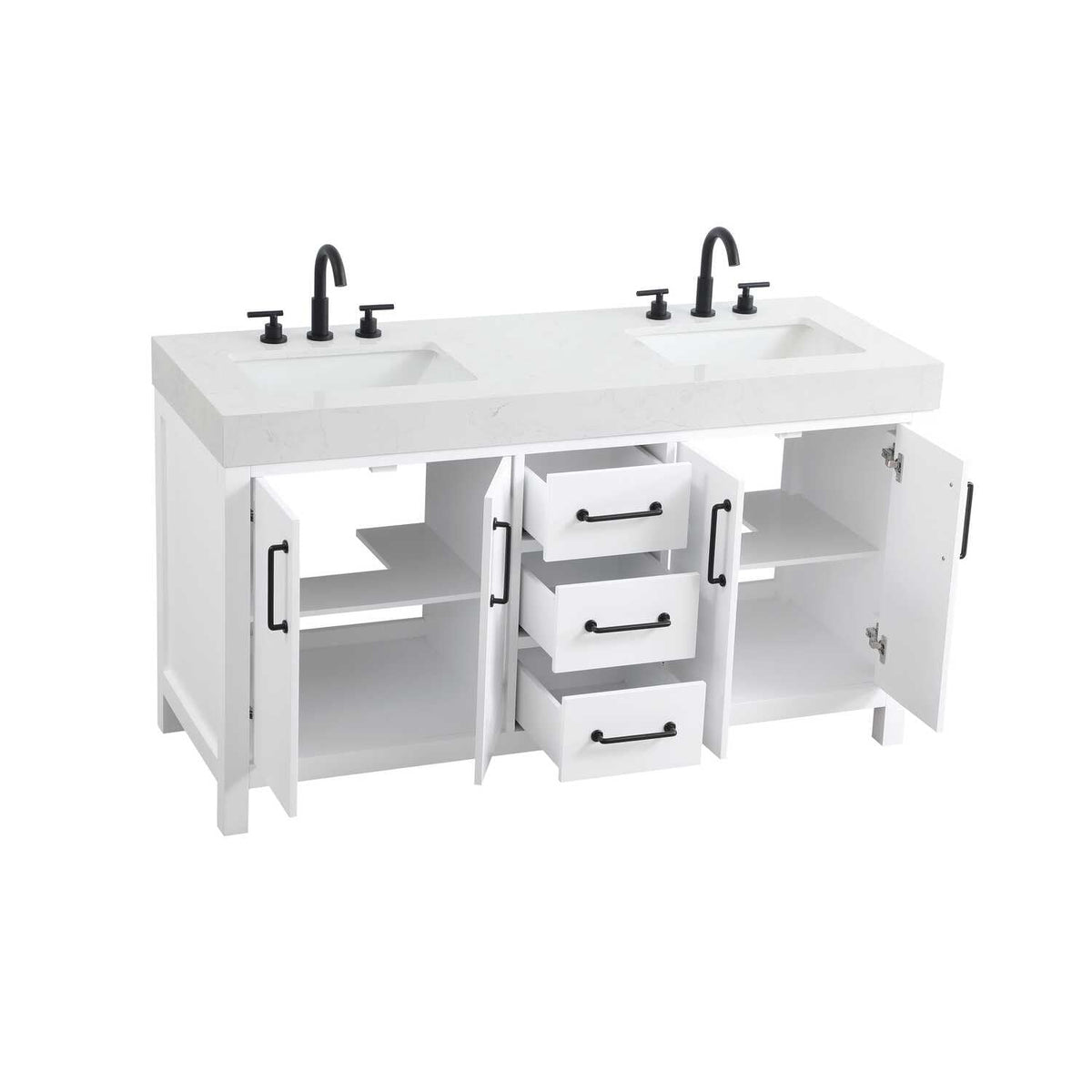 Elegant Kitchen and Bath 60" Double Bathroom Vanity in White by Elegant Lighting – unspecified, Wood, White, Model VF60660DWH