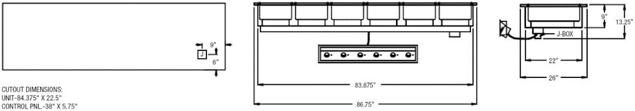 Drop In 6 Pan Size Hot Food Table Model 95606-120Z