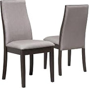 Furnifact Polyester Upholstered Dining Chairs Set of 2, Farmhouse Kitchen Chairs for Dining Table with Espresso Wood Legs, Taupe