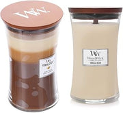 WoodWick Café Sweets Large Hourglass Trilogy Candle & Woodwick Vanilla Bean Large Hourglass Candle