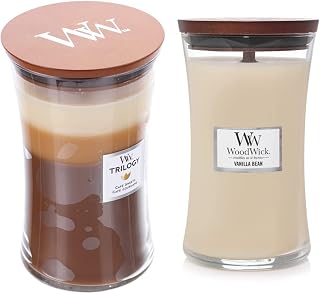 WoodWick Café Sweets Large Hourglass Trilogy Candle & Woodwick Vanilla Bean Large Hourglass Candle