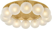 Vernazza 12-Light Flush Mount Ceiling Fixture | Vintage Polished Brass with Clear Etched Glass Globes | Modern Art Deco Statement Light for Entryway or Living Room | 536-32-VPB