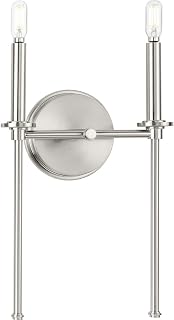 Elara Collection 10.37 in. 2-Light Brushed Nickel New Traditional Vanity Light Clear Glass