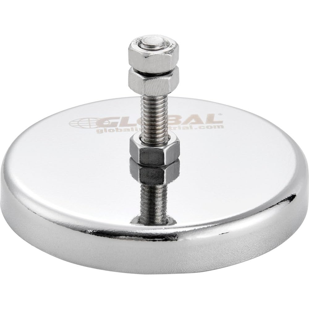 Ceramic Mount-It Magnet w/Attached Screw & Nuts by Global Industrial – Magnet & Steel, Silver, Model 320762