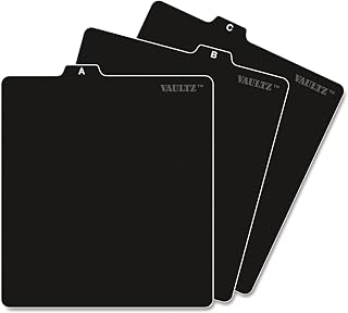 Vaultz A to Z CD and DVD Storage File Guides, 26 Guides per Box, Black | Alphabetically organized index tabs, heavy-duty water-resistant card stock, keeps jewel cases and sleeves easy to find