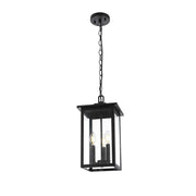 Carlisle 7" Outdoor Pendant in Black by Elegant Lighting – 9.00"W x 16.50"H x 9.00"L, Glass, Black, Model OD325H17BK