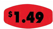 Price Labels $1.49 Red with Black Imprint - 1 3/8 L x 7/8 H 1000 Per Roll
