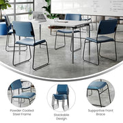 Flash Furniture Navy Vinyl/Black Frame / Set of 5 / Contemporary Stacking Chairs