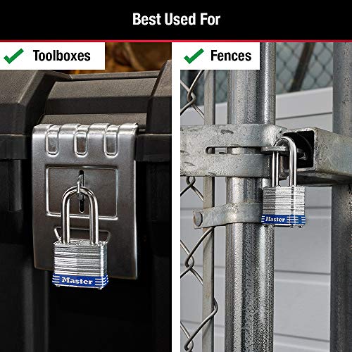 Master Lock Silver / 1-1/2" shackle / 2 Pack, Keyed-Alike Keyed Padlocks