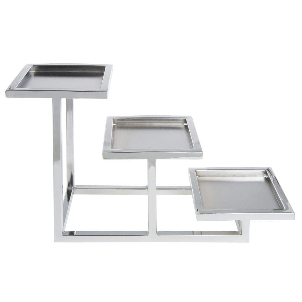 3-Tier Chrome Holder for 5" Cube by HUBERT – Metal, Grey