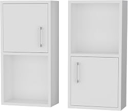 FM FURNITURE Dixie 2 Bathroom Medicine cabinets with Storage with Open Shelf, White