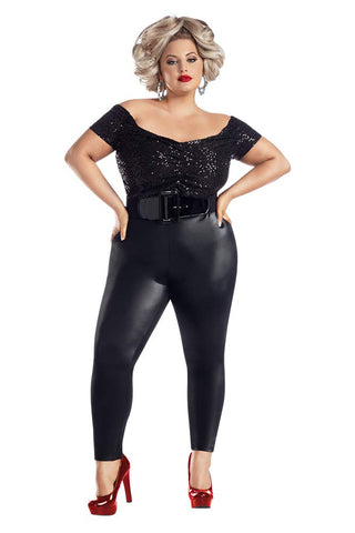Women's Plus Bad Sandy Costume (5X) Black by Starline – 5X, Spandex,Leather, Black