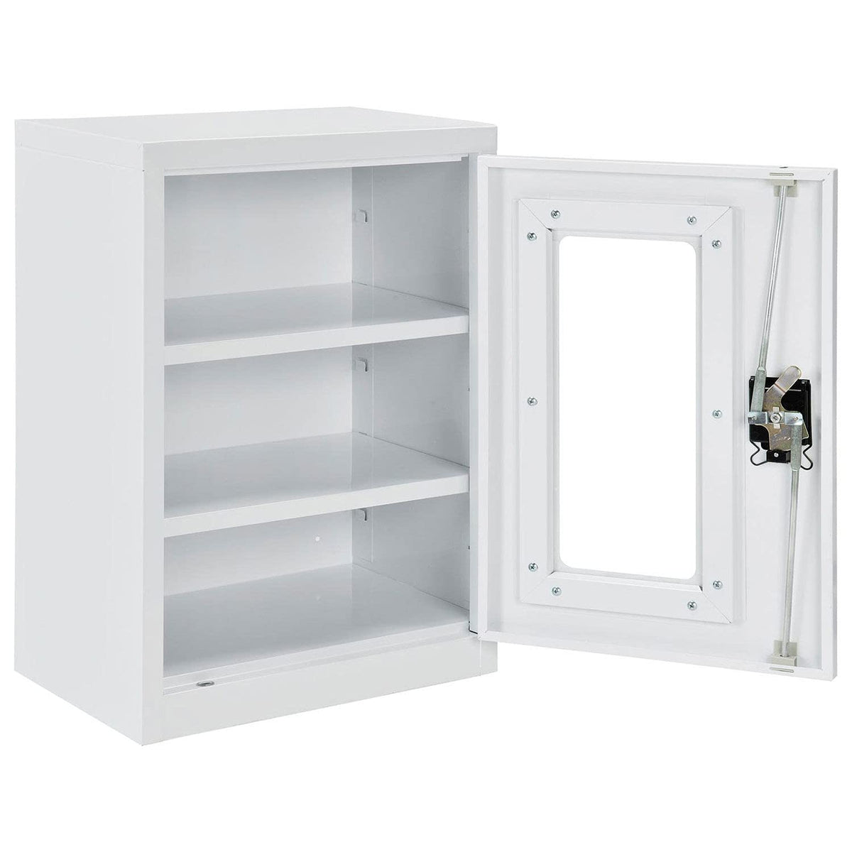 Clear View Wall Storage Cabinet with Locking Recessed by Global Industrial – 18"W x 12"D x 26"H, Alloy Steel, Off White, Model 269875CV-WH