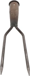 Steel 2 Tine Fork Head for Digging, Loosening Hardened Soil | Reinforced Tube Handle, Slightly Upturned Ends, Rational Tine Gap, Silver Finish for Stones and Roots