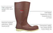 Premier G2 Safety Toe Knee Boot by TINGLEY – 12, Polyvinyl Chloride, Red/Cream, Model 93255