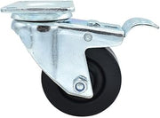 BK Resources 3" Hard Rubber Swivel Caster, 2-3/8"x3-5/8" Top Plate Mount for Work Table, NSF, Total Lock Brake, 300 Lb. Capacity, Double Ball Bearing