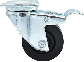 BK Resources 3" Hard Rubber Swivel Caster, 2-3/8"x3-5/8" Top Plate Mount for Work Table, NSF, Total Lock Brake, 300 Lb. Capacity, Double Ball Bearing