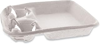 Earthchoice Carry-Safe Beverage Carrier, Two-Cup Carrier with Food Tray, 8 Oz to 24 Oz, Natural, 200/Carton