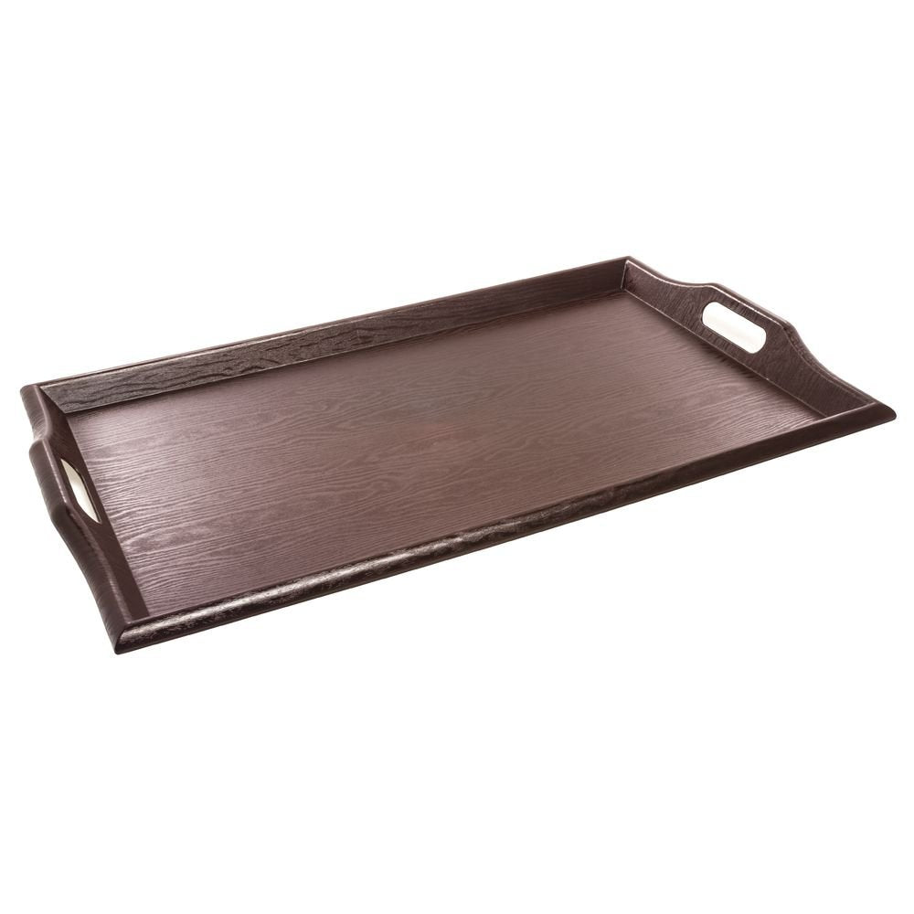 G.E.T. Mahogany SAN Plastic Faux Wood Serving Tray with Handles - 25" L x 16" W by G E T ENTERPRISES LLC – Plastic, Mahogany, Model RST-2517-M