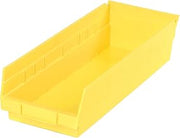 Nestable Shelf Bin, Plastic, 6-5/8"W X 17-7/8" D X 4" H, Yellow - Lot of 12