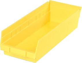 Nestable Shelf Bin, Plastic, 6-5/8"W X 17-7/8" D X 4" H, Yellow - Lot of 12
