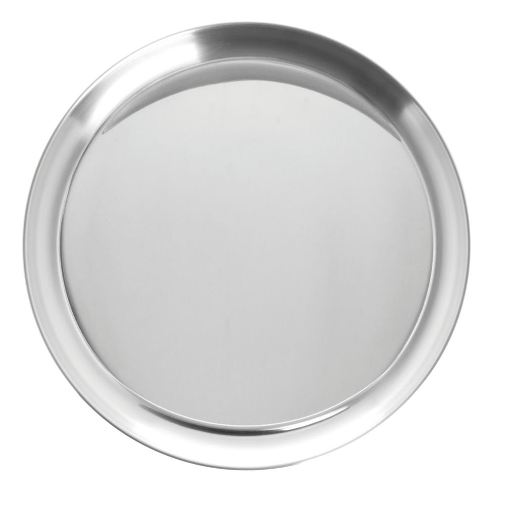 Round Serving Tray - 12" Dia by HUBERT – Large, Stainless Steel, Silver