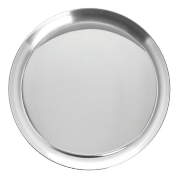Round Serving Tray - 12" Dia by HUBERT – Large, Stainless Steel, Silver