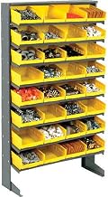 Global Industrial Floor Rack, 8 Shelves w/ (32) 8" W Yellow Bins, 33x12x61