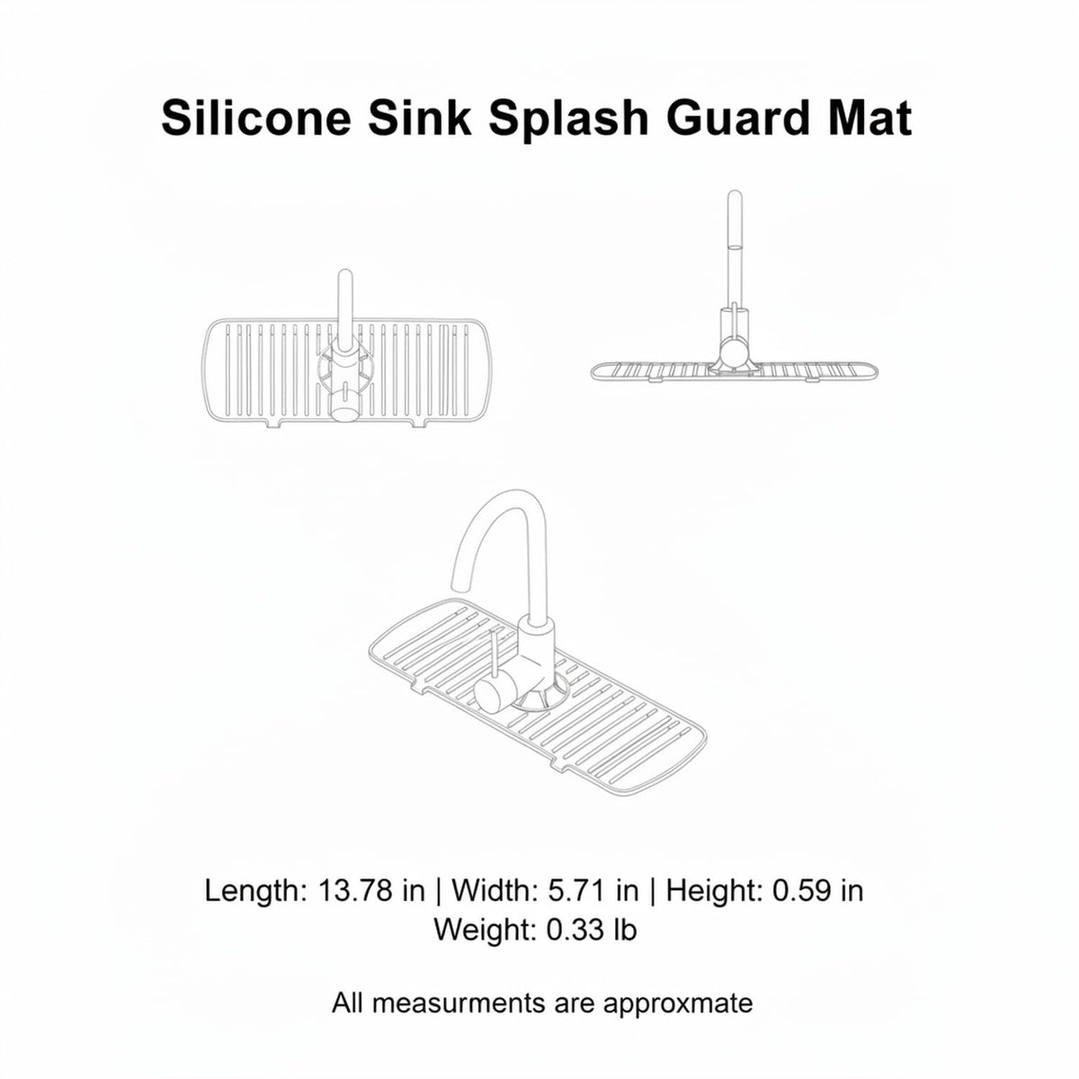Silicone Splash Guard Mat by Generic – 13.78 x 5.71 x 0.59 in, Silicone, Gray, Model J2026K08W16A0810120Z5TIJ