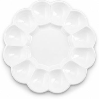 KooK Porcelain Egg Server, Holds 12 Halves, 10 Inch, White