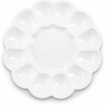KooK Porcelain Egg Server, Holds 12 Halves, 10 Inch, White
