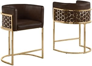 Brown Espresso Faux Leather Leathaire Counter Stools