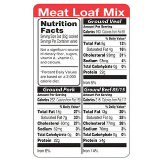 Meat Loaf Mix Nutrition Label | 1000/Roll by Specialty Printing – Paper, White, Pack of 1000, Model RL5100
