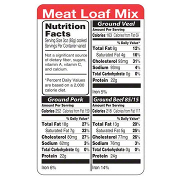 Meat Loaf Mix Nutrition Label | 1000/Roll by Specialty Printing – Paper, White, Pack of 1000, Model RL5100