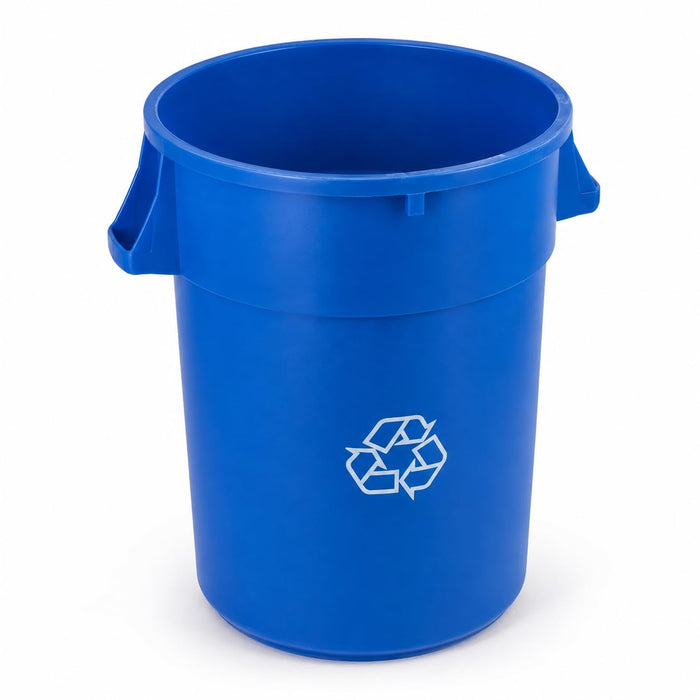 Glownary 44 Gallon Round Commercial Recycling Bin – Blue, NSF Listed, Indoor Use, 31.5H x 24W inches