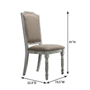 Upholstered Wood Dining Chairs Set of 2 with Turned Legs by Furnifact – Wood, Beige, Pack of 2