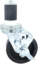 BK Resources 4" Polyolefin 1-1/2" Expanding Stem Swivel Caster for Work Tables with Top Lock Brake, NSF, 300lb Capacity Per Wheel