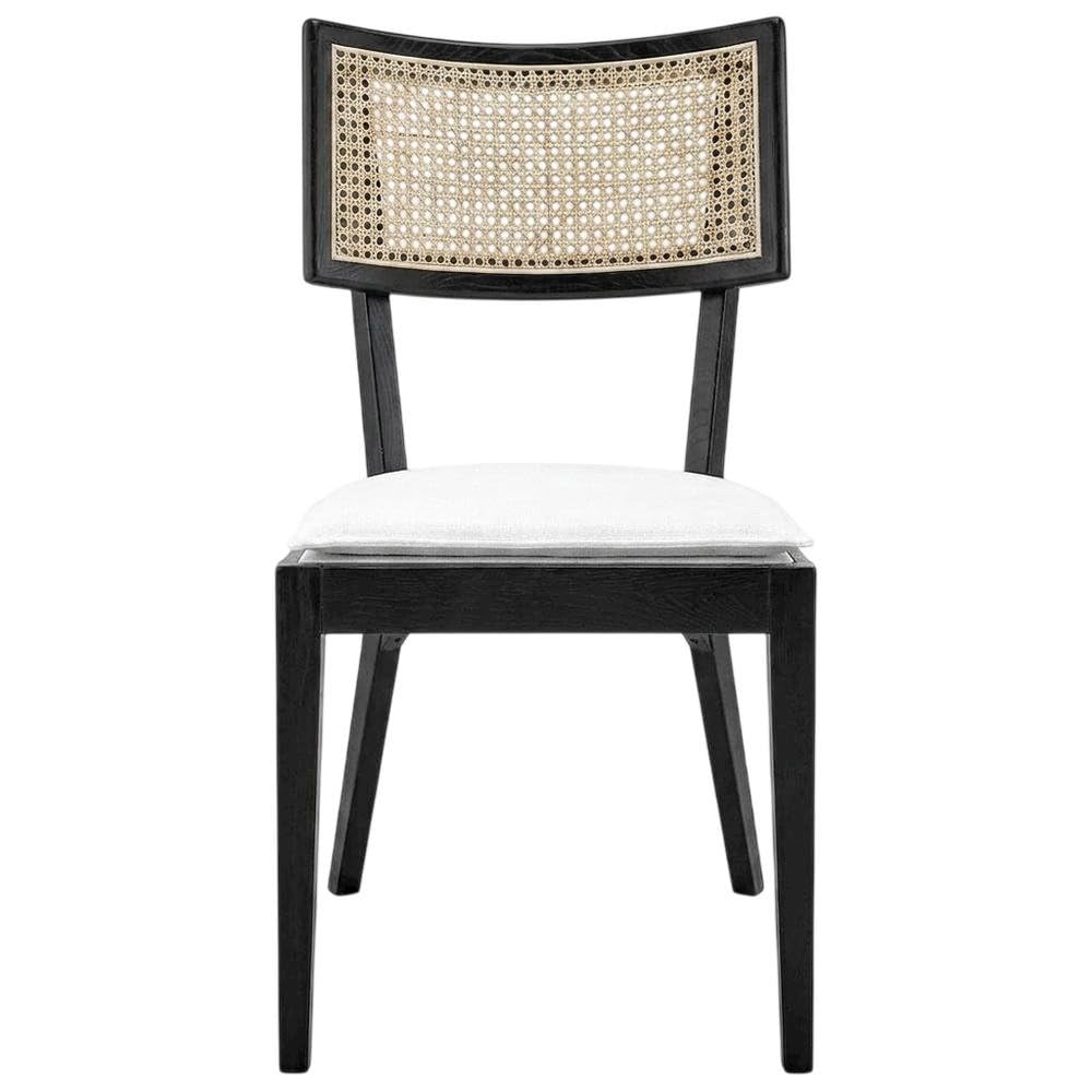 Fabric-Upholstered Wood Dining Chairs Set of by Furnifact – Wood, Black White, Pack of 2