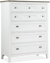 Magnussen Home Heron Cove Chalk White and Dovetail Grey 2 Tone 5-Drawers Chest