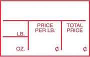 Price Per Pound Label Multi-Purpose Price Tag Labels White Red Imprint - 2"L x 1 1/4"H 1000 Per Roll