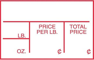 Price Per Pound Label Multi-Purpose Price Tag Labels White Red Imprint - 2"L x 1 1/4"H 1000 Per Roll