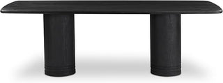 Daphne Dining Table, Rectangular, Solid Acacia Wood, Double Pedestal Base, Carved Legs, Seats Eight, Black