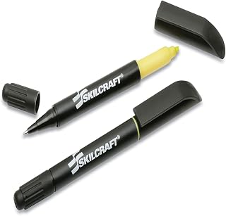 (24 Boxes of) AbilityOne 7520014840020 Skilcraft Rite-N-Lite Ballpoint Pen/highlighter, Yellow/black Ink, Chisel/conical Tip, Black Barrel, Dozen
