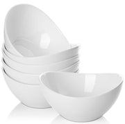 Samsle Ceramic Serving Bowls, 19 Ounces, Oval White Porcelain, Set of 6