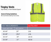 Vest, L/X-Large, Fluorescent Yellow-Green | On Two-Tone Silver Reflective Tape, Black material conceals dirt by TINGLEY – Large-X-Large, Model V70643C