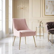 Velvet-Upholstered Side Chair with Gold Legs by Starlight Canyon Home – Velvet, Blush